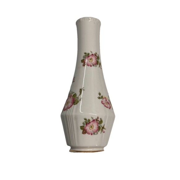 VINTAGE Royal Grafton Bud Vase Wild Rose Porcelain Fine Bone China Gilded Rim - Picture 1 of 10